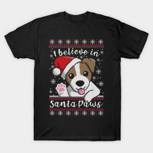 Believe in santa paws ugly christmas sweater T-Shirt